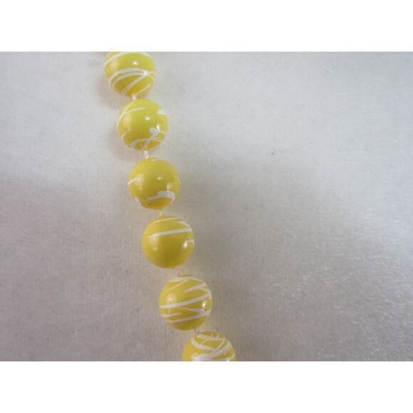 Rosecraft Yellow Stripe Bead Necklace 23" Whimsical Boho Cottagecore Fetive - Picture 2 of 4